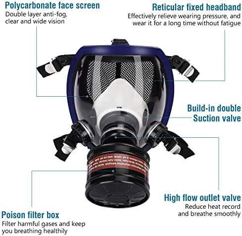 LAKYRIK Множество Полнолицевая Противогазная дихателна маска-Маска с 40 мм, Филтър от активен въглен, Противогазы
