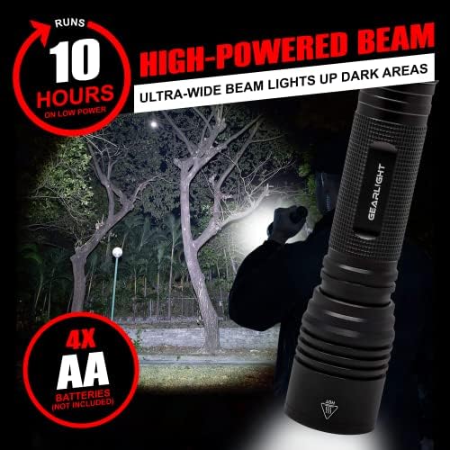 Led фенерче GearLight S2000, подаръци за Деня на бащата за татко - Супер ярки, по-мощни, среден размер на тактически фенери с