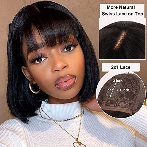 Guree Hair 12 Инча Бесклеевой Перука Боб Дантела перуки за черни жени от Естествена Перука От Човешка Коса