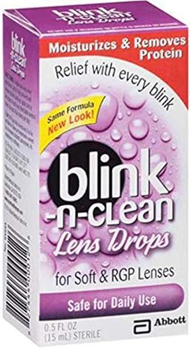 капки blink-n-clean за меки лещи, както и лещи RGP, 0,5 течни унции (в опаковка 8 броя)