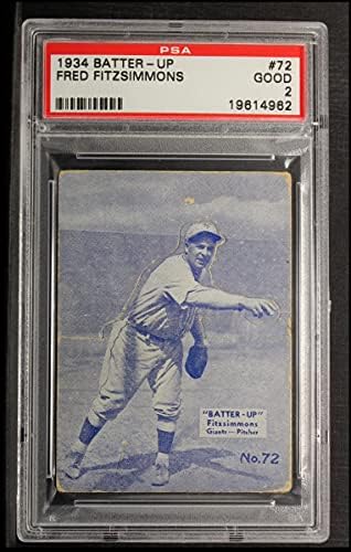 1934 Отбивающий 72 Фред Фитцсиммонс (Бейзболна картичка) PSA PSA 2.00