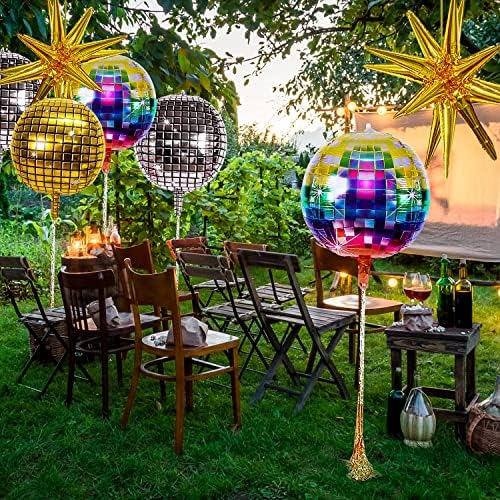 22 Инча, Набор от балони с диско топки, 12, 4D, Голям Лазерен Огледално кълбо с Диско топки и Звезда, Топка от Алуминиево