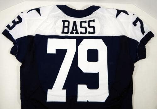 2012 Далас Каубойс Ben Bass 79 Game Освободени Военноморска фланелка На Деня на Благодарността TB 4 - Използваните