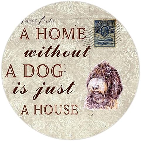 Забавна Метална Плоча с надпис Кучето Къща Без Куче - това е просто Къща, Антични Кръгла Плоча с Отпечатъци от Кучешки Лапи със Забавен Надпис Кучето Метални Табели