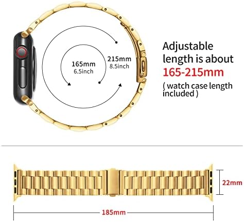 BINLUN Съвместим с Apple Watch Band 40 мм 41 мм и Матиран Метални каишка за iWatch Bands Series 8 7 SE2 SE 6 5 4 Златни