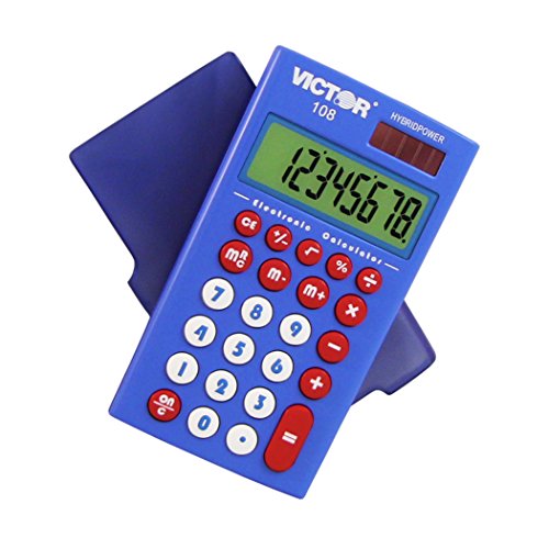 Комплект калкулатори Victor VCT108TK-A1 108 от учителите (опаковка от 10 броя), синьо, Червено и бяло
