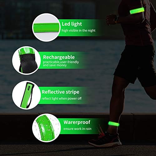 OMKHE Running Light за бегачи (2 опаковки) Акумулаторна Светодиодна Превръзка на Ръката си, Светоотражающее