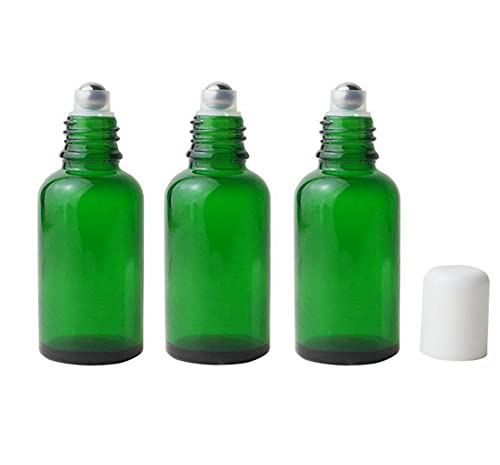 VASANA 3ШТ 50 мл Празни Флакони за Многократна употреба за Етерично Масло От Зелено Стъкло На Ролки, Кутии за Опаковане на Козметични