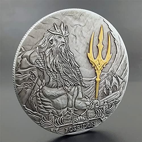 Римската империя Древногръцки морския бог Посейдон, Златна и Сребърна два цвята Възпоменателна Монета едно Парче