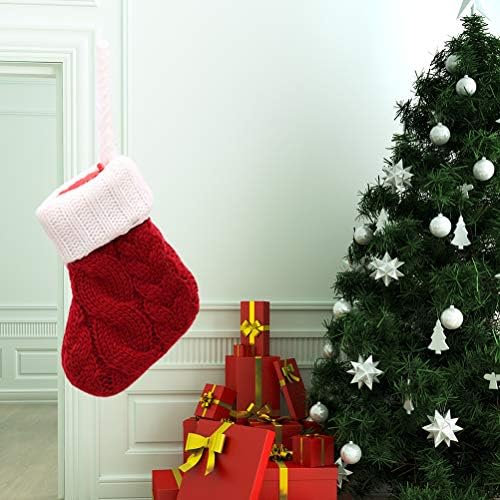 Abaodam 4шт Коледни Торбички за Прибори За хранене Вилица Лъжица Чорапи Прибори Притежателите на Трапезно Сребро Плетене на