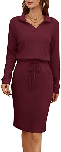 Жена Комплект дрехи от 2 теми, Всекидневни Вязаный Гофрети Пуловер с Дълъг Ръкав, Пуловер, Топ и Облегающая