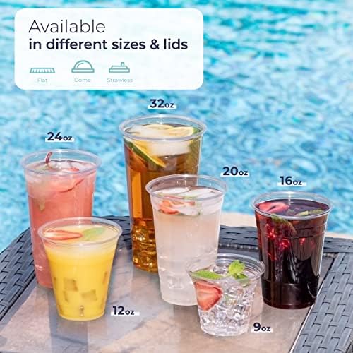 [50 опаковки] Прозрачни Пластмасови Чаши без бисфенол А на 24 мл с Плосък капак с прорези за по-Студените напитки с лед Кафе,