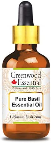 Етерично масло от босилек Greenwood Essential Pure (Ocimum basilicum) със Стъклен капкомер Натурално Лечебно, Дистиллированное пара 30 мл (1,01 унция)