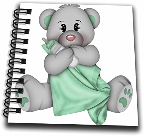 3D-Фигура Хубава Мечка със Зелено одеяло и бутилка - Книги за рисуване (db_354839_3)