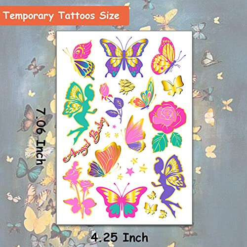 Hohamn Блестящи с пеперуди татуировки за жени Gilrs - 50 Стилове, Цветни Татуировки Пеперуди за Жени, Вечерни Подаръци с