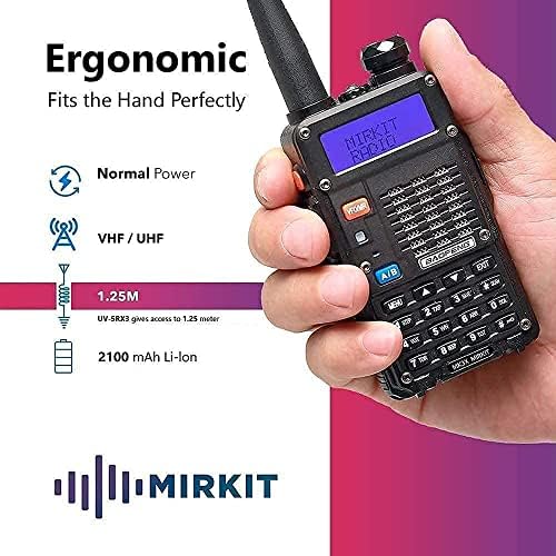 Комплект: 2 Трехдиапазонных радио Mirkit Edition, одобрени от FCC Baofeng UV-5R MK3X мощност от 5 W, 2 батерия