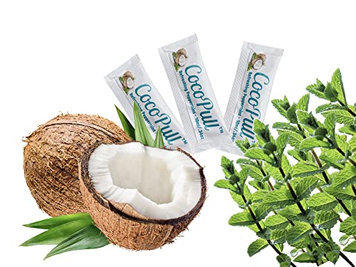 CocoPull - Органично масло, съдържащо 14 опаковки / Саше с кокосово масло и масло от мента за здравето на зъбите,
