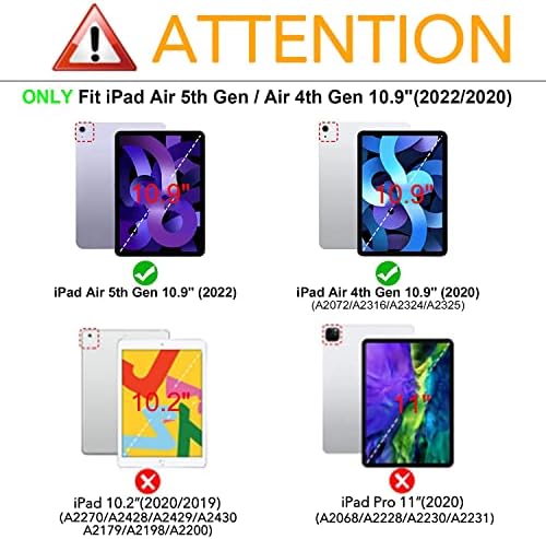 Hepix iPad Air 5-то поколение 2022 Калъф за iPad 10,9 см Air 4-то поколение с държач за Моливи 2020, калъф за iPad 5 Air