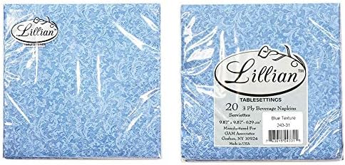 Квадратна хартия Lillian Tablettings Beverage Blue Textures | Опаковка от 40 кърпички за партита, 5 x 2 x 5 инча
