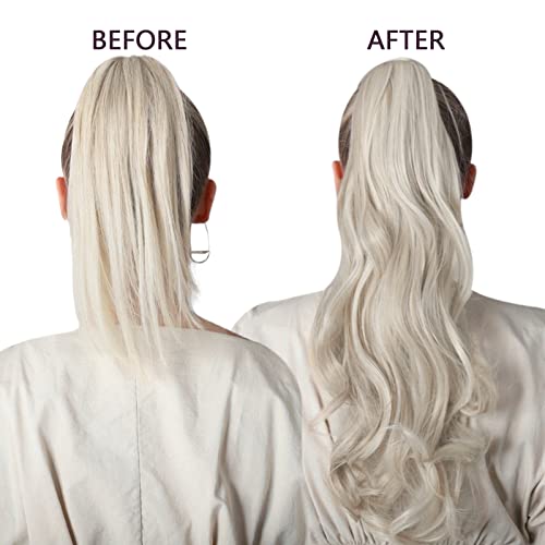 Купувайте заедно, спестете повече: 800 Бели Руса естествена коса за удължаване в опашката 12 инча 70 г и кафява шнола за