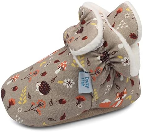 Памучен детски обувки Dotty Fish с топла руното облицовка.