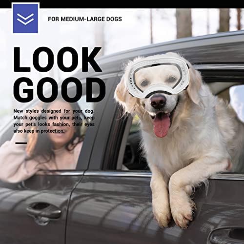 NAMSAN Прозрачни Очила за кучета, Спортни Слънчеви Очила за кучета със Средни Размери, Защита от ултравиолетови
