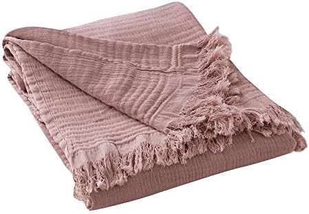 Просто и Луксозно Памучно Муслиновое покривки за легла, диван, Вязаное Тканое Марлевое одеяло с пискюли, Меко Лесно