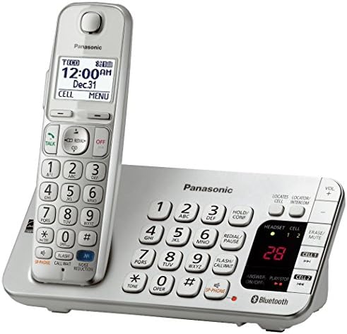 Телефон Panasonic KX-TGE270S Link2Cell с поддръжка на Bluetooth и телефонен секретар сребрист цвят (certified