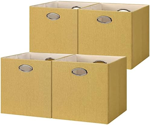 Кутии за съхранение Posprica Cube 13 × 13 Тъканта, Сгъваема Кутия с Дръжки, Сгъваема Кошница за организиране, Комплект