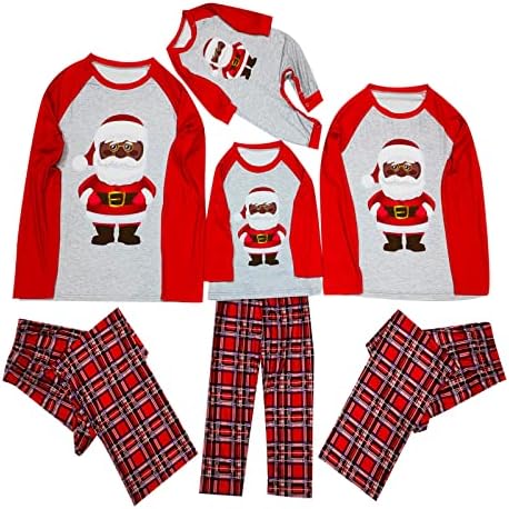 Еднакви комплекти, Семейни Коледни Пижам Maqroz - Коледна Пижама за Семейна Почивка, Черни Пижами на Дядо Коледа