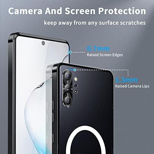 Магнитен калъф QUIETIP, съвместим с Samsung Galaxy Note 10 + Plus, метална рамка [Съвместим с MagSafe], Тънък Защитен Прозрачен