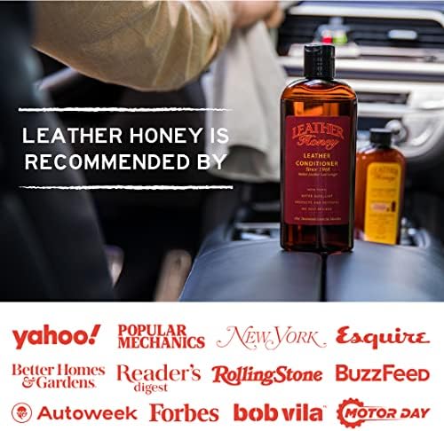 Leather Honey Пълен комплект за грижа за кожата, състоящ се от Пречистване на 4 грама и климатик в 32 унции, за използване на кожени дрехи, Мебели, магазини, автомобили, обув?