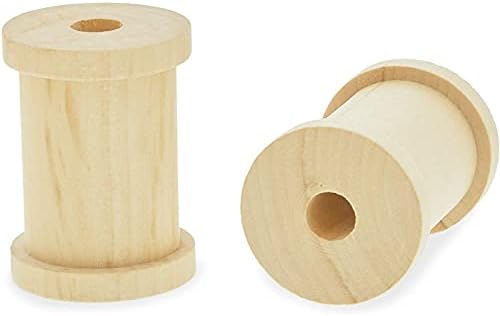 Малки непълни дървени макари за diy (2 х 1,5 инча, 24 опаковки)