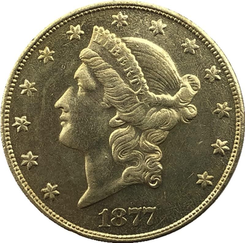 1877C Версия на Съединените Щати От 20 Златни Монети Антични Месинг Чуждестранни Възпоменателни Монети Ръчно изработени 34 мм