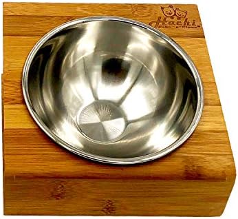 Купа за домашни любимци Hachi Paws-n-Claws с наклонен ъгъл на наклона за кучета и котки - Бамбук купа за храна