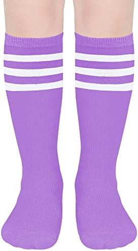 DOOVID/ Детски Футболни Чорапи с по Три Ивици, Чорапогащи до Коляното, Памучни Спортни Чорапи За Малки Момчета И Момичета,