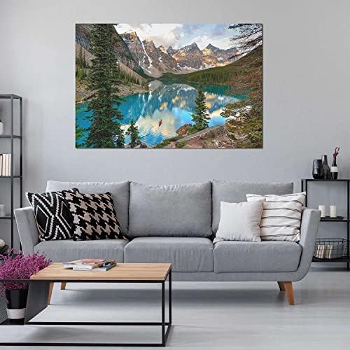 Startonight Платно Стенен Арт Декор Бистро Планинско Езеро Картина за Хола 32 x 48