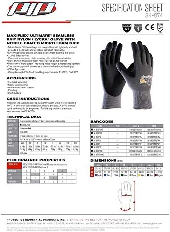 12 Опаковки ръкавици MaxiFlex 34-874 SMALL / 34-874 от непрекъсната найлон / ликра с нитриловым покритие icro-Foam Grip на дланта и пръстите - отлично сцепление и устойчивост на износва?
