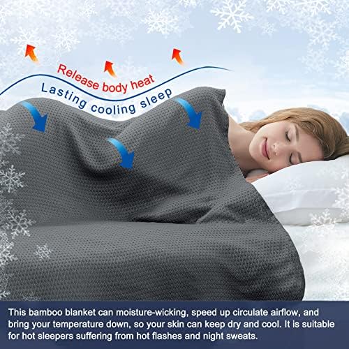 Бамбукови охлаждащи одеяла DANGTOP, Охлаждащи леки одеяла, за да украсят дома, размер King Size - Идеална за полагане върху всяко легло в продължение на целия сезон (108 х 90 см