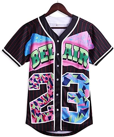 Дамски дрехи Amzdest на 90-те години, Унисекс, в стил хип-Хоп за парти, Бейзболна Майк Bel Air, Риза с копчета