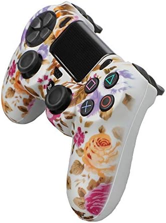 COOCODE Дръжка за кожата контролер PS4, Противоскользящий Силиконов Защитен калъф за контролера на Sony DualShock 4 PS4/PS4 Slim/PS4 Pro с 10 дръжки за палеца (Блуминг череша + графити)