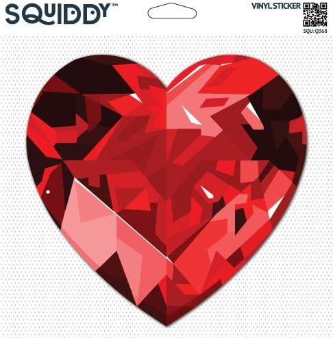 Squiddy Ruby Red Gem Сърце - Vinyl стикер за автомобил, лаптоп, Преносим компютър (ширина 4 инча)