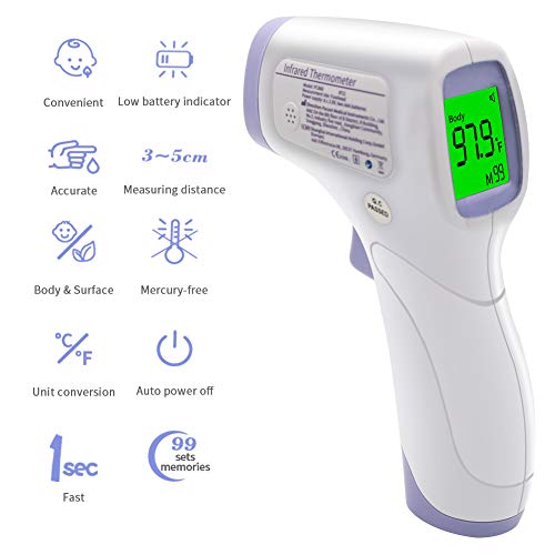 Термометър за челото Anthsania за възрастни и деца, Безконтактен Инфрачервен Термометър с LCD дисплей и моментални