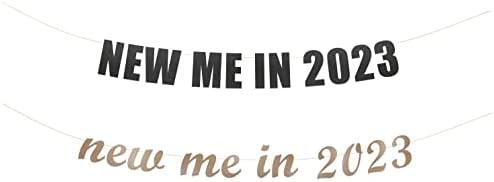 Банер Нов съм в 2023 г. - Нова година, банер, честита Нова година, за Украса на парти NYE, Табела с надпис Празнични резолюция