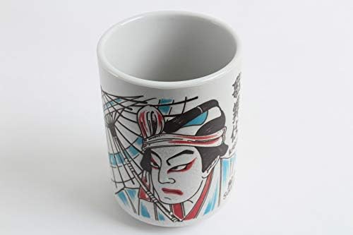 Прибори Mino Японска Керамика Суши Юноми Чаван Чаена Чаша Актьорски Грим Кабуки Сукероку произведено в Япония (внос от Япония) УРА027