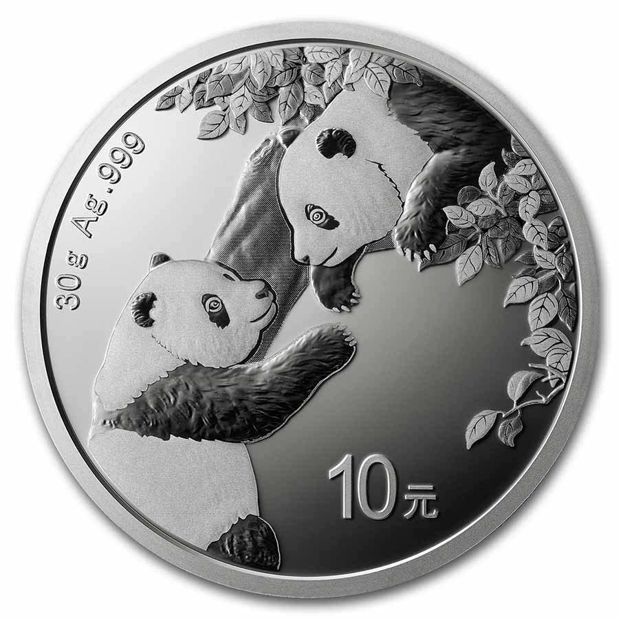 2023 CN 30 грама Сребро Панди ¥10 Монета Скъпоценен Камък БУ Ян, Без да се прибягва