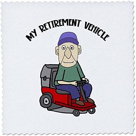 3dRose забавен сладък старец на газонокосилке, моят пенсионен автомобил. - Лоскутные квадрати (qs-362136-10)