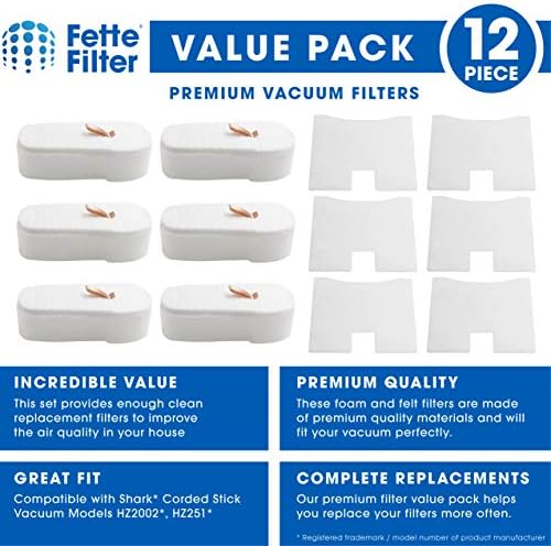 Филтър Фетте - Комплект филтри от 6 опаковки, съвместим с Shark Vertex и сверхлегкими пылесосами HZ2000, HZ2002,