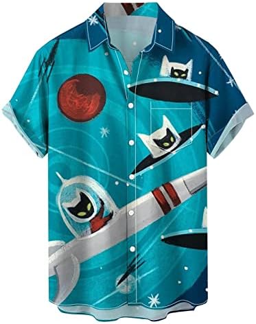 XXBR Мъжки Хавайски ризи Летни Блузи с къс ръкав Копчета Забавен Графичен Музикален Принт Свободно Cut Плажната Ежедневни