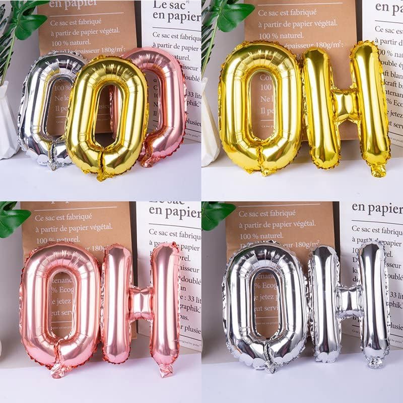 Детски балони за душ и декорации за бременни - 16 OH BABY (злато, сребро, розово злато), букви от балони с надуваем
